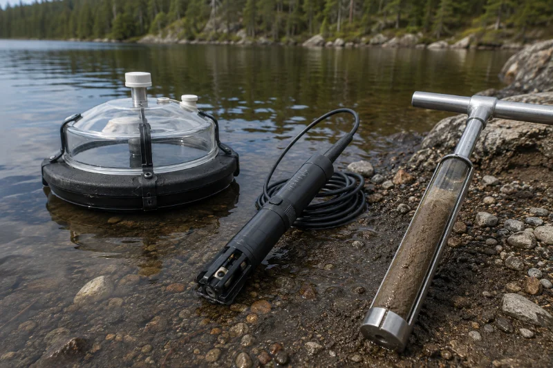 Instruments de collecte de données sur le terrain lors d'une analyse environnementale : tarière, piézomètre et carottier